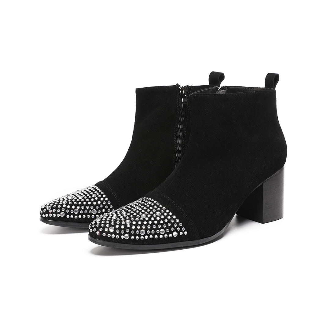 Shoes Heels Men - Male suede Leather Rhinestone High Heel