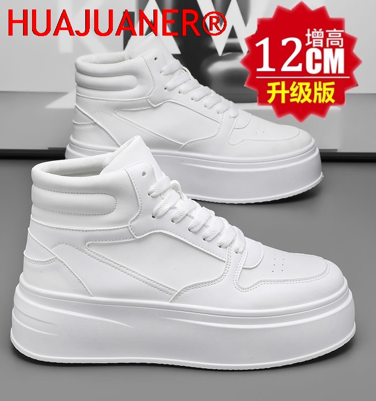 Men'S Shoes Temu - High-top Men's Inner Heightening Shoes Leather