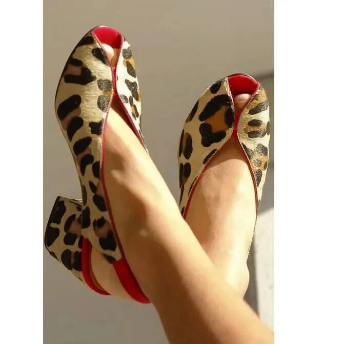 Leopard Print Peep Toe Slingba - Shoes Heels Men ulasan dan harga