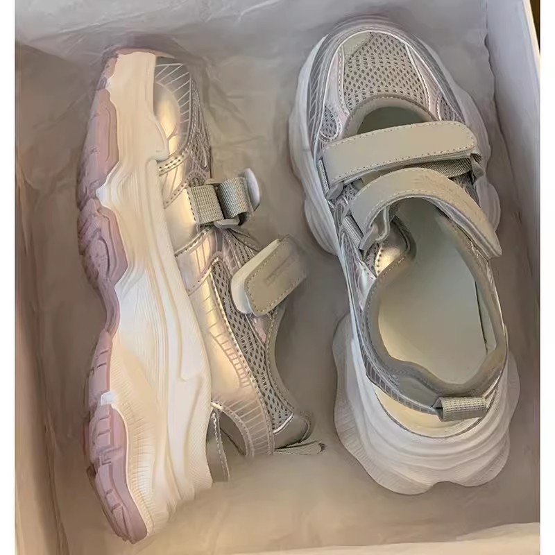 Metallic Silver Hollow Out Pla - Sandal Sport Outdoor ulasan dan harga