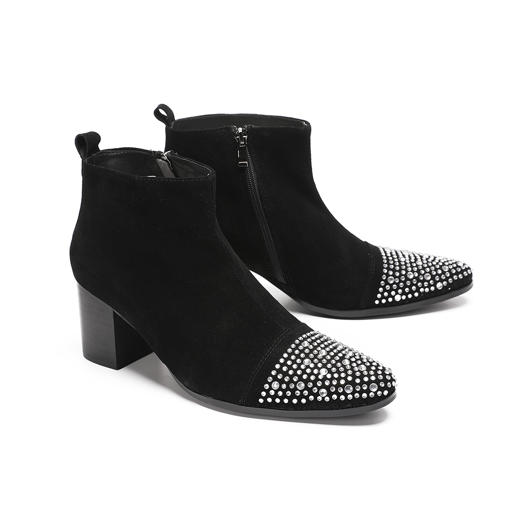 Male suede Leather Rhinestone  - Shoes Heels Men ulasan dan harga