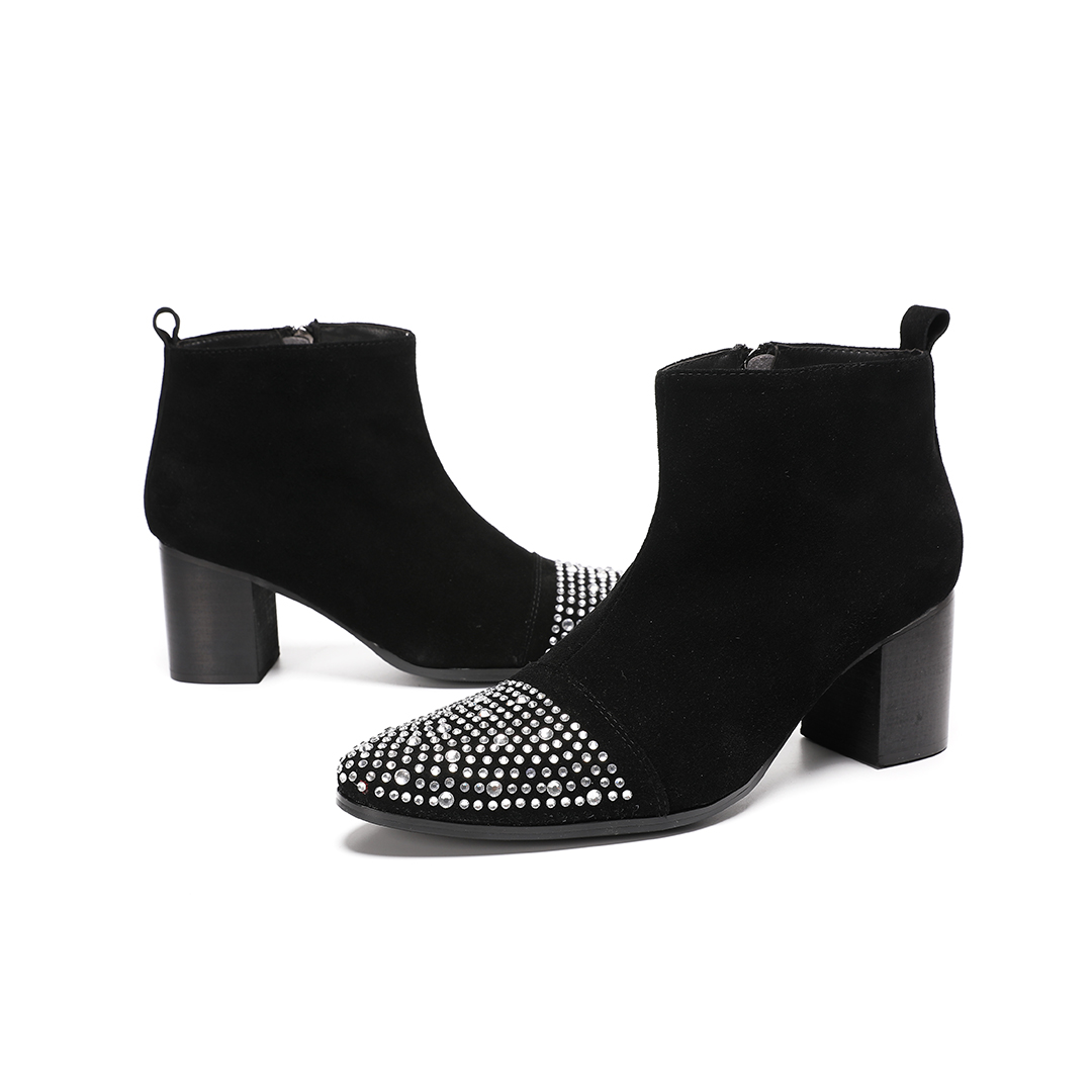 Male suede Leather Rhinestone  - Shoes Heels Men ulasan dan harga