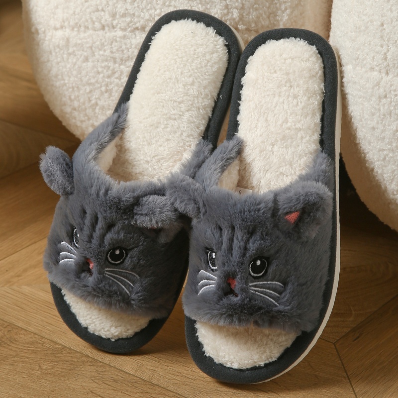 Cute Cat Plush Flip Flops For  - Men Shoes On Sale ulasan dan harga