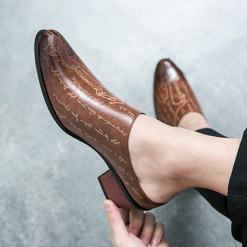 Men Brown Leather Mules Slippe - Shoes Heels Men ulasan dan harga