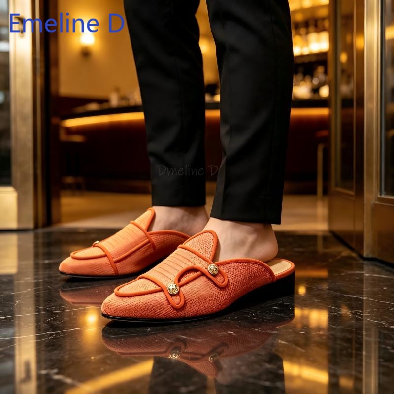 Woven Textile Backless Loafer  - Shoes Heels Men ulasan dan harga